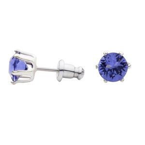 Swarovski Crystal Tanzanite Purple 2 CTW Stud Post Sterling Silver Earrings